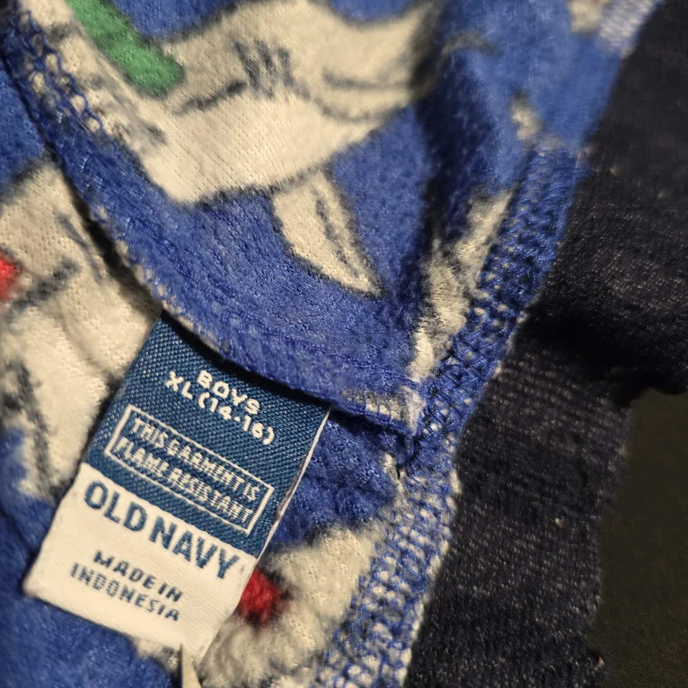 Old Navy Shark Pajama Pants Boys Size XL 14/16 Blue Fleece Cozy‎ Lounge